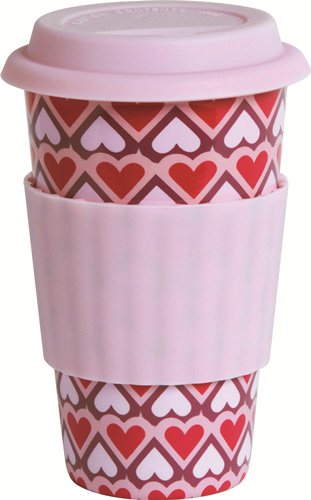 แก้ว ECO Mug พร้อมฝาปิดซิลิโคนลายหวาน ใช้เป็นแก้วกาแฟเพื่อสิ่งแวดล้อม ใช้แทนแก้วกระดาษ เพราะล้างแล้วนำกลับมาใช้ได้เรื่อยๆ ราคา 420 บาท