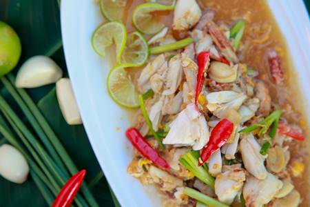 Stir-fried Andaman crab meat with lime sauce