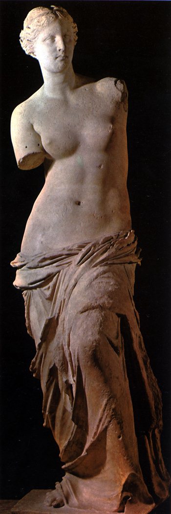 Venus of Milo, ปลายศตวรรษที่ 2 ก่อนคริสตกาล, หินอ่อน, สูง 204 ซม. Louvre, Paris