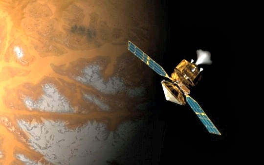  ภาพวาดแสดงปฏิบัติการสำรวจดาวอังคารของยาน MOM เมื่อยานเข้าสู่วงโคจรของดาวอังคารในอีกกว่า 300 วันข้างหน้า (ภาพจากอินเดียไทม์ส) 