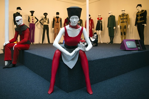 Paris, Paris, FRANCE: A photo taken on November 4, 2014 shows a model at the Pierre Cardin musem, called Passe-Present-Futur (Past-Present-Future), which presents 200 Haute Couture outfits in Paris. French designer Cardin, 92, will inaugurate the new museum on November 13. AFP PHOTO/Joel Saget
