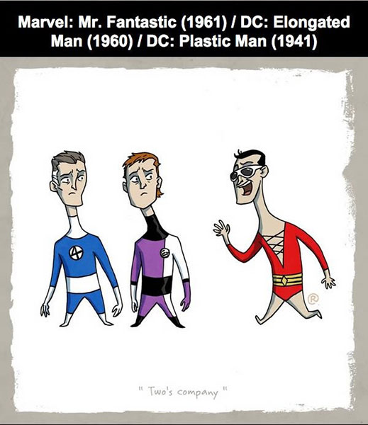 MARVEL : Mr. Fantastic Vs DC : Elongated Man, Plastic Man
