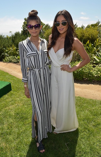Malibu, California, UNITED STATES: Actress-singer Zendaya (L) and actress Shay Mitchell attend Children Mending Hearts 7th Annual Fundraiser Presented By Material Girl And Michael Stars on June 14, 2015 in Malibu, California. Charley Gallay/Getty Images for Children Mending Hearts/AFP