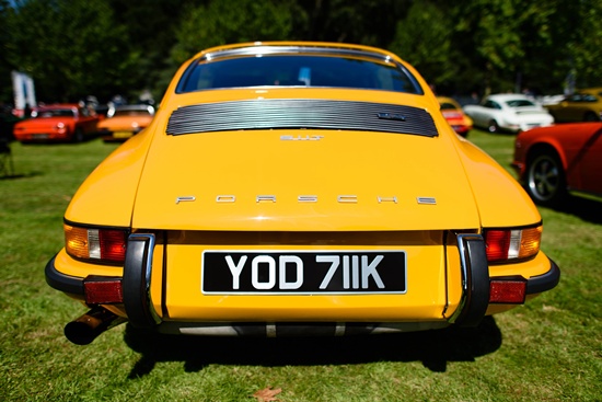 Halstead, Essex, UNITED KINGDOM: A Porsche 911T is displayed at the Porsche Classics at the Castle event at Hedingham Castle, east of London on September 6, 2015. AFP PHOTO/Leon Neal