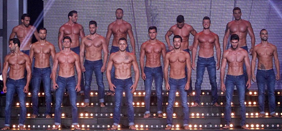 Jounieh, LEBANON: Lebanese men compete for Mr. Lebanon title during the beauty contest at Casino du Liban in Jounieh, north of the capital Beirut, on September 4, 2015. AFP PHOTO/Anwar Amro