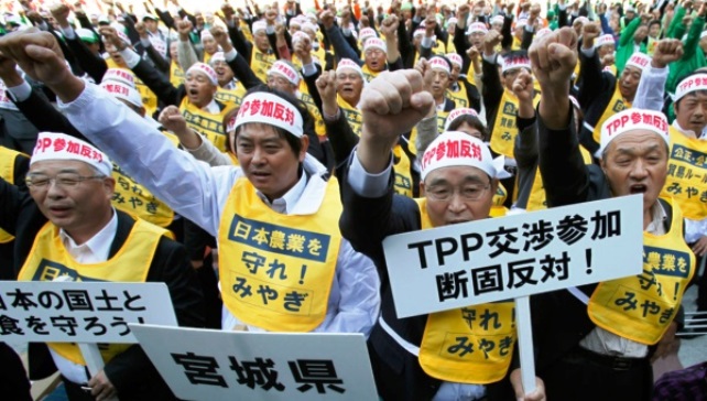 เกษตรกรญี่ปุ่นประท้วงข้อตกลงการค้า TPP