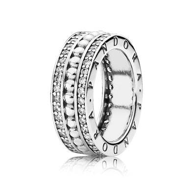 แหวน รุ่น Logo silver ring with clear cubic zirconia จาก Pandora