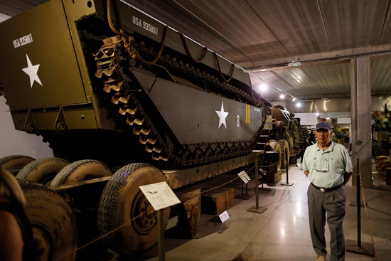 Catz, Manche, France: This picture taken on September 12, 2016 in Catz, northwestern France shows a WWII landing vehicle tracked (LVT) at the Normandy Tank Museum. The Normandy Tank Museums closure puts WWII items for sale, including tanks and other WWII items, in an auction to be held on September 18. AFP/Charly Triballeau