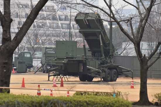 Tokyo: A PAC-3 surface-to-air missile launcher unit (C), used to engage incoming ballistic missile threats, is seen in position at the Defence Ministry in Tokyo on March 6, 2017. AFP/Kazuhiro Nogi