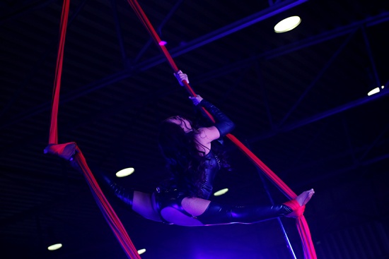 A dancer performs on a stage at the Expo Sex and Eroticism adult exhibition in Mexico City, Mexico March 3, 2017. REUTERS/Carlos Jasso