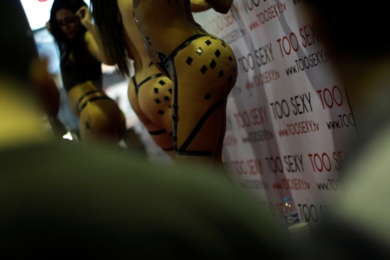 Dancers perform on a stage at Expo Sex and Eroticism adult exhibition in Mexico City, Mexico March 3, 2017. REUTERS/Carlos Jasso