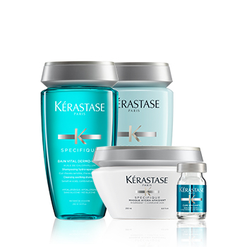 3.Hair Skincare Detoxifying ผลิตภัณฑ์ชุดที่ว่าด้วยการทำความสะอาดอย่างล้ำลึก ช่วยฟื้นฟูความอ่อนแอของหนังศีรษะ จาก Kérastase (ราคาสอบถามได้ที่ร้าน)