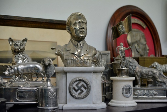 A bust of dictator Adolf Hitler, among other Nazi artifacts seized in the house of an art collector, is on display in Buenos Aires, in this undated handout released on June 20, 2017. Courtesy of the Argentine Ministry of Security/Handout via REUTERS