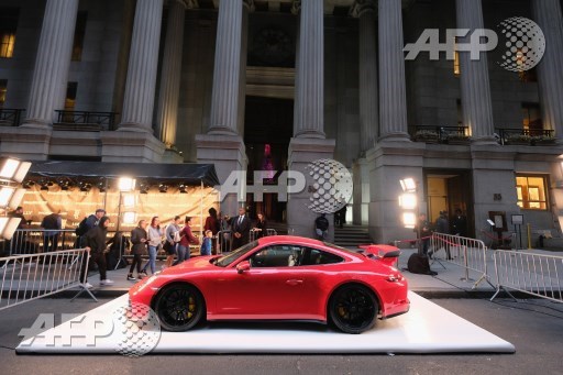 NEW YORK, NY: A view of the Porsche 911 GT3 available for auction at Gabrielles Angel Foundations Angel Ball 2017 at Cipriani Wall Street on October 23, 2017 in New York City. Dimitrios Kambouris/Getty Images for Gabrielles Angel 