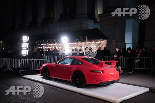 NEW YORK, NY: A view of the Porsche 911 GT3 available for auction at Gabrielles Angel Foundations Angel Ball 2017 at Cipriani Wall Street on October 23, 2017 in New York City. Cindy Ord/Getty Images for Gabrielles Angel Foundation For Cancer Research/AFP 