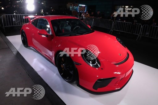 NEW YORK, NY: A view of the Porsche 911 GT3 available for auction at Gabrielles Angel Foundations Angel Ball 2017 at Cipriani Wall Street on October 23, 2017 in New York City. Cindy Ord/Getty Images for Gabrielles Angel Foundation For Cancer Research/AFP 