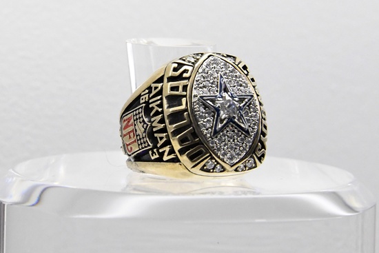 Jan 31, 2018; Minneapolis, MN, USA; A view of Super Bowl XXVII ring to commemorate the Dallas Cowboys 52-17 victory over the Buffalo Bills at the Rose Bowl in Pasadena, Calif. on Jan. 31. 1993. Mandatory Credit: Kirby Lee-USA TODAY Sports