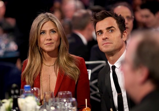 (FILES) In this file photo taken on January 14, 2015 actors Jennifer Aniston (L) and Justin Theroux attend the 20th annual Critics Choice Movie Awards at the Hollywood Palladium in Los Angeles, California. Jennifer Aniston and Justin Theroux are separating after two years of marriage, they said in a statement to AFP on Thursday, February 15, 2018. The pair, who shared a mansion in the upscale Bel Air neighbourhood of Los Angeles, met on the set of the 2008 film Tropic Thunder in Hawaii, and started dating in 2011. Christopher Polk/Getty Images North America/AFP