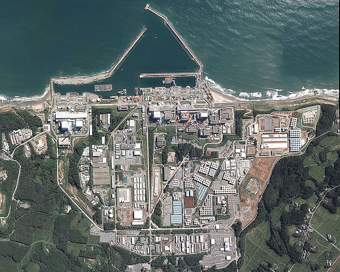 แผนผังโรงไฟฟ้าพลังนิวเคลียร์ฟูกูชิมะไดอิจิ (ที่มา : http://w3land.mlit.go.jp/WebGIS/)