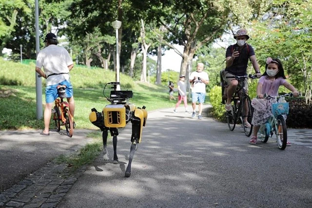 สิงคโปร์ ใช้หุ่นยนต์สุนัข! เตือนให้คนในสวนสาธารณะเว้นระยะห่าง