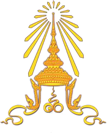 ตราเครื่องหมายสำนักพระราชวัง เป็นพระมหามงกุฎผูกลายแพรแถบ ภายใต้พระมหามงกุฎมีตราอุณาโลมและเลขสิบไทย