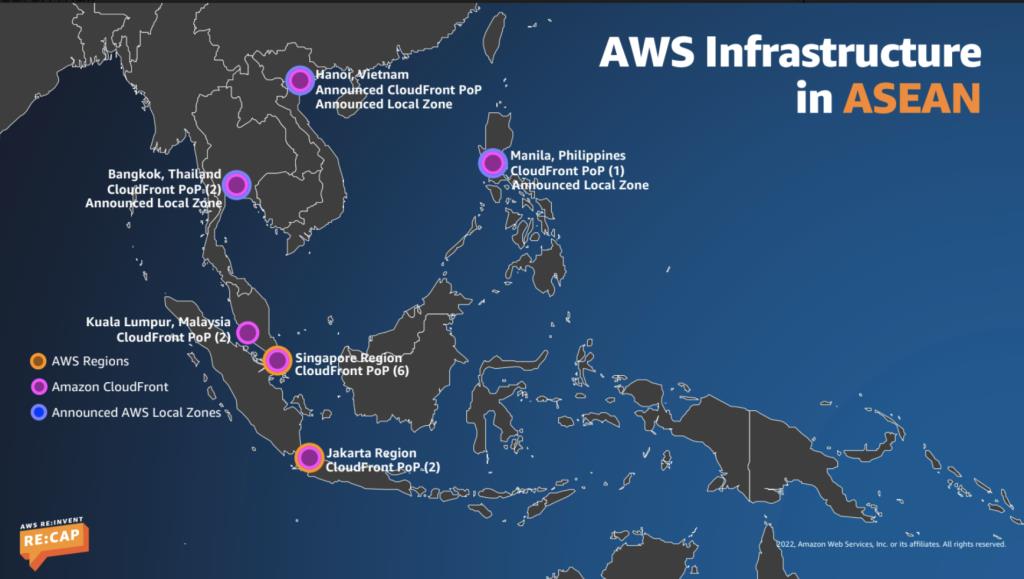 AWS Region ที่อยู่ใกล้ประเทศไทยมากที่สุดคือรีเจียนสิงคโปร์