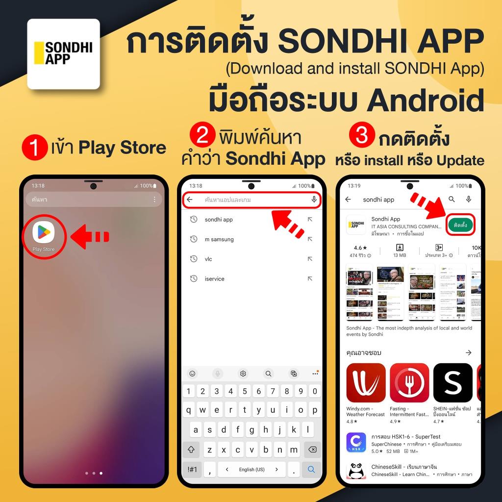 ช่องทางการติดตั้ง (Download SONDHI App)