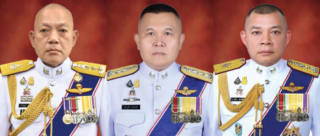 From left: Bol.  Lt. Gen. Kraiboon Thatchong, Pol.  Lt. Gen. Saraud Karbanich and Pol.  Lieutenant General Thana Chuong, Assistant Police Commander.