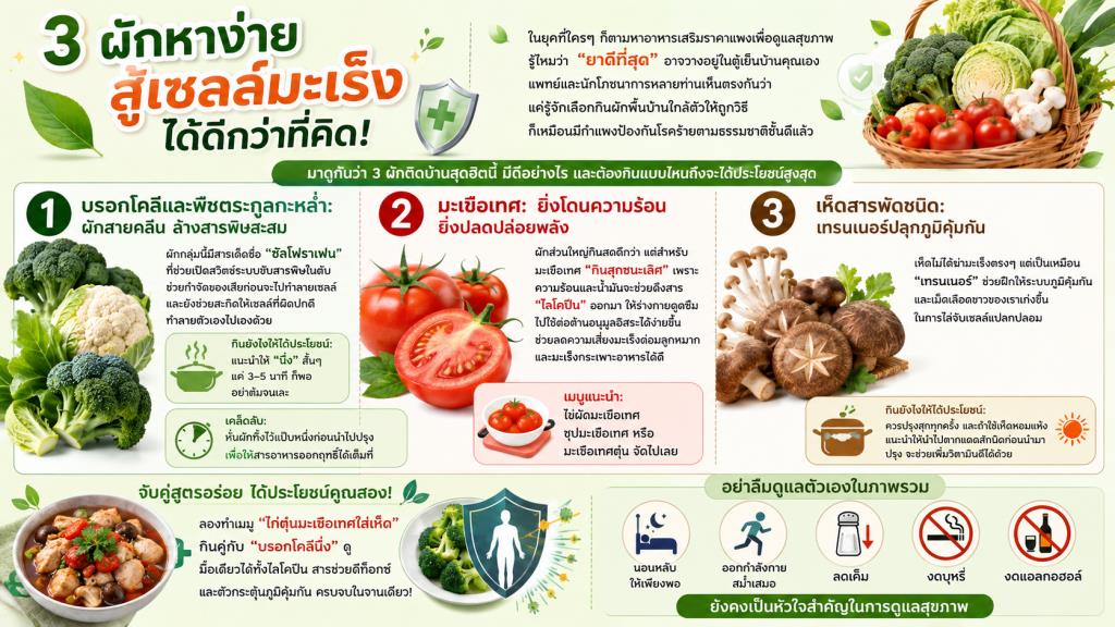 3 ผักหาง่าย ต้านเซลล์มะเร็งได้ดีกว่าที่คิด!