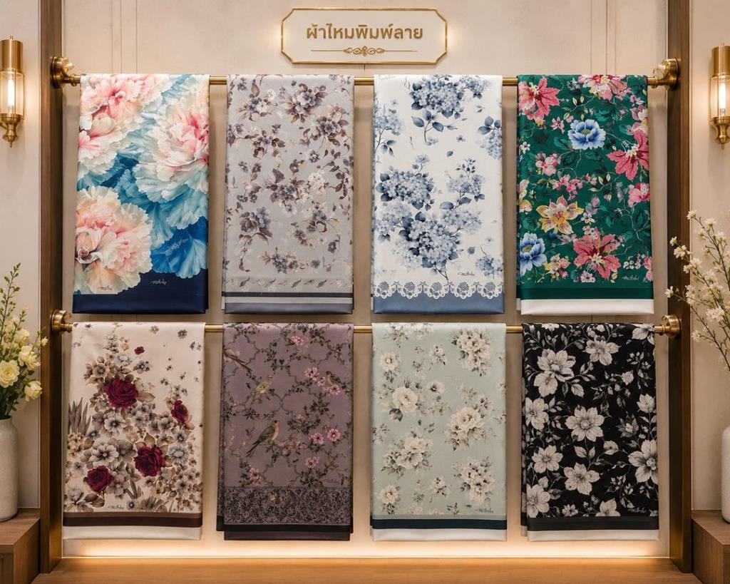 มูลนิธิสายใจไทยฯ อวด 8 สีสันผ้าไหมพิมพ์ลาย
