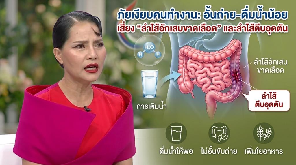 ภัยเงียบคนทำงาน: อั้นถ่าย-ดื่มน้ำน้อย เสี่ยง 'ลำไส้อักเสบขาดเลือด' และลำไส้ตีบอุดตัน