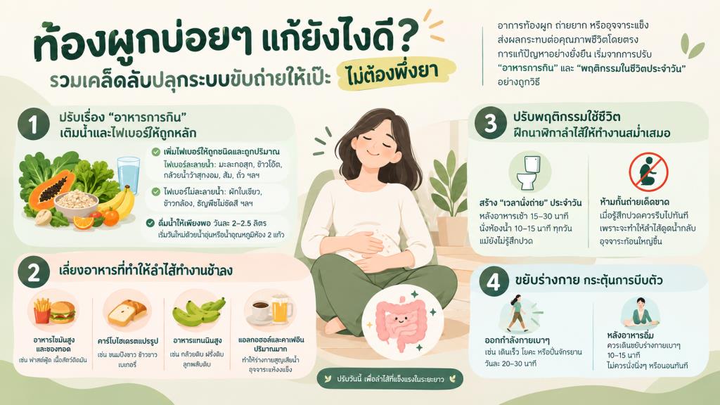 ท้องผูกบ่อยๆ แก้ยังไงดี? รวมเคล็ดลับปลุกระบบขับถ่ายให้เป๊ะ ไม่ต้องพึ่งยา