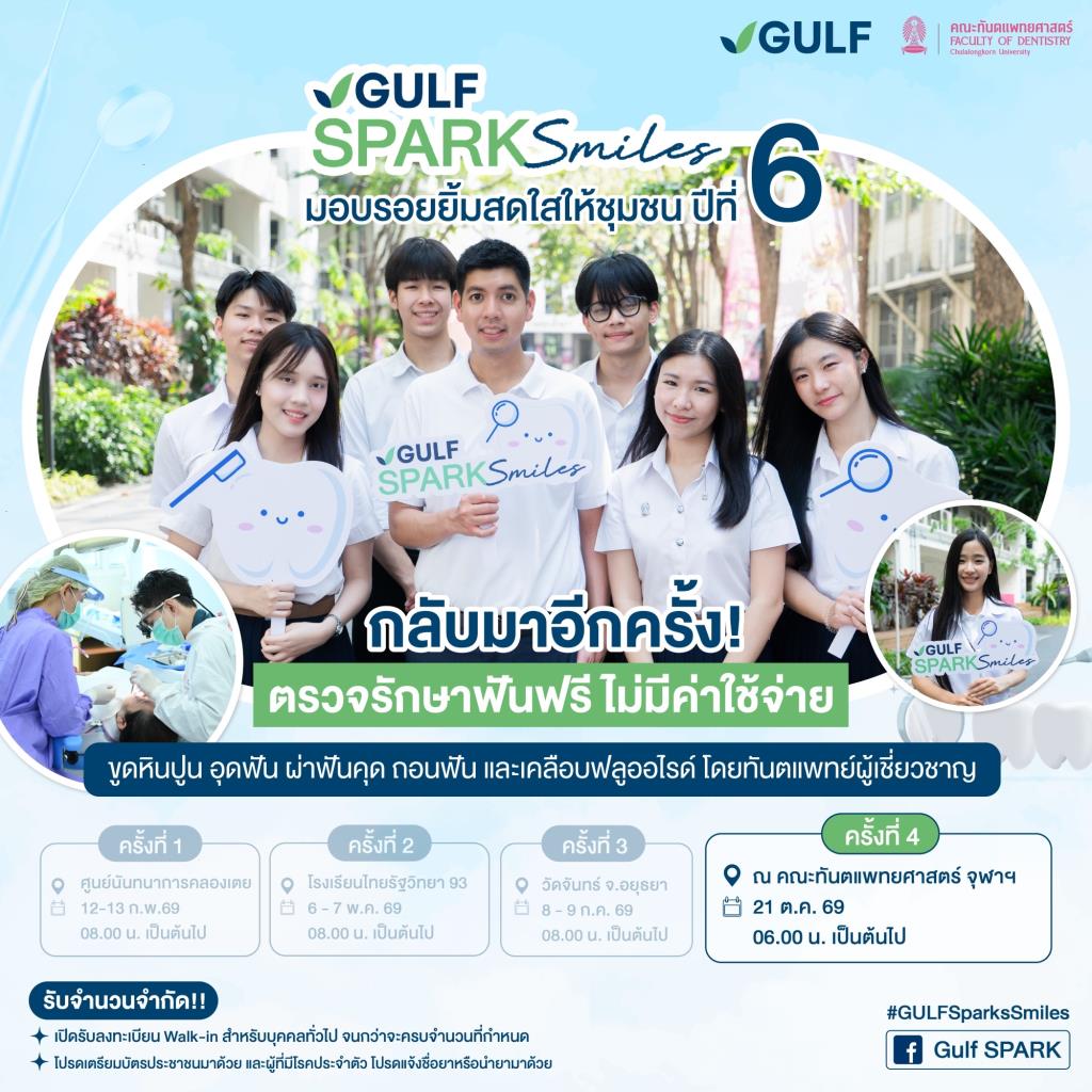 GULF x ทันตะ จุฬาฯ จัดโครงการ “GULF Sparks Smiles ปี 6” เปิดปชช.ทำฟันฟรี 1,086 คน ใน “วันทันตสาธารณสุขฯ” 21 ต.ค. 69