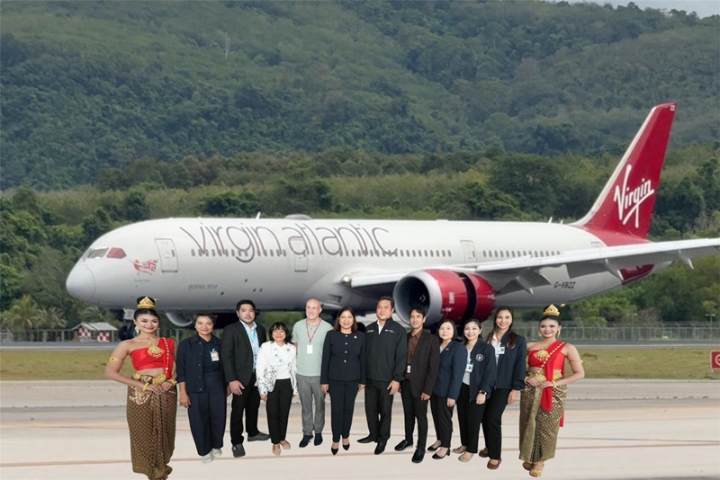 มาถึงภูเก็ตแล้ว เที่ยวบินปฐมฤกษ์  Virgin Atlantic ขนนักท่องเที่ยว UK 258 คน  บินตรงลอนดอน – ภูเก็ต คาดสร้างรายได้ กว่า 17 ล้านบาท
