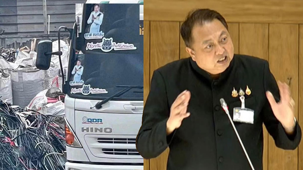 โป๊ะ! “สุชาติ”เปิดสงครามขยะ แต่มีสติกเกอร์รูปตัวเองติดหราหน้ารถ