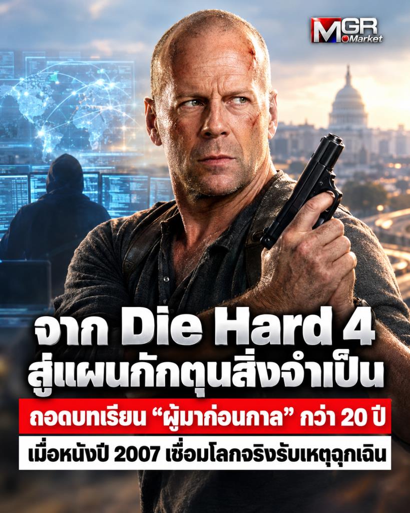 จาก Die Hard 4 สู่แผนกักตุนสิ่งจำเป็น  ถอดบทเรียน “ผู้มาก่อนกาล” กว่า 20 ปี  เมื่อหนังปี 2007 เชื่อมโลกจริงรับเหตุฉุกเฉิน