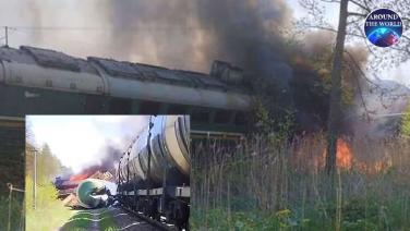เคียฟแทงข้างหลัง!! "รถไฟขนน้ำมันรัสเซีย" โดนระเบิดไฟลุกท่วมใกล้พรมแดนยูเครน  เสาส่งไฟฟ้าแรงสูงใกล้ "เซนต์ปีเตอร์สเบิร์ก" เกิดระเบิดปริศนากลางดึก