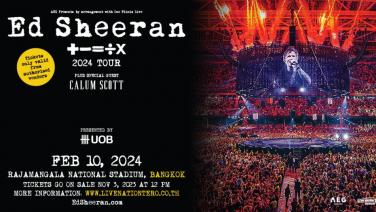 “Ed Sheeran” พร้อมกลับมาเจอแฟนชาวไทยใน “Ed Sheeran ‘+ - = &amp;#247; x’ Mathematics Tour Bangkok 2024” 10 ก.พ. 2024 ที่ราชมังฯ พร้อม Special Guest “Calum Scott” จำหน่ายบัตรวันแรก 3 พ.ย.นี้