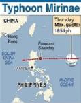 ไต้ฝุ่น"มิรีแน" เข้ากระหน่ำปินส์แล้ว ทำให้เกิดฝนตกหนัก-ลมแรง
