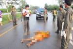 รถตู้มีนบุรี-ปากเกร็ด ซิ่งฝ่าสายฝนชนพระมรณะภาพ บิณฑบาต