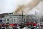 Burning building in Moscow