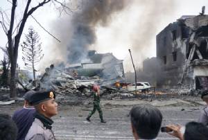 Indonesian military plane crashes in city of Medan