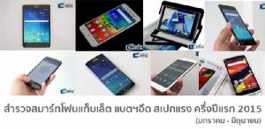 สำรวจสมาร์ทโฟนแท็บแล็ต แบตฯอึด สเปกแรงครึ่งปีแรก 2015 (มกราคม-มิถุนายน)