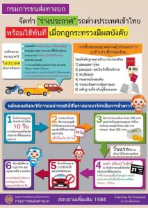 ขบ.เผยร่างประกาศคุมรถต่างชาติข้ามแดนพร้อมใช้หลังกฎกระทรวงมีผล
