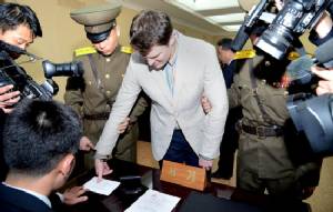 N. Korea releases CCTV footage of US student stealing banner