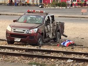 คลิปวินาทีระเบิดหน้าสถานีรถไฟจะนะ ตำรวจกับเด็กชาย 4 ขวบดับอนาถ เจ็บ 8 ราย