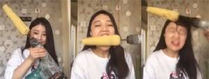 [ชมคลิป] ฮาท้องแข็ง สาวหมวยโชว์กินข้าวโพดแบบเร่งด่วน