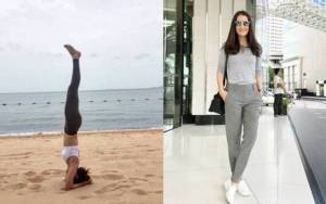 “แอน ทองประสม” โชว์เทพโยคะกลางหาด