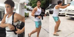 อย่างโหด! เมื่อ “ณเดชน์” ถือปืนใส่ชุดแบบนี้ซ้อมละคร