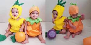 น่าเอ็นดู๊! เมื่อ “แม่โอปอล์” จับลูกแฝด “อลิน-อลัน” มาเป็นสับปะรด กับส้ม